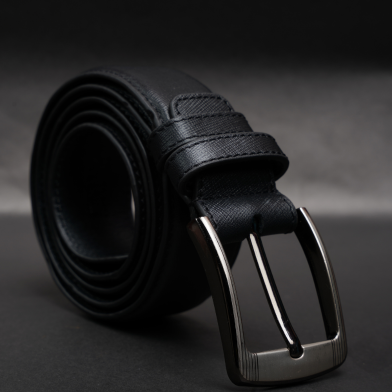 Zays Handcrafted Genuine Leather Belt for Men – Premium Quality, Adjustable, Stylish and Durable (ZMB162-Black) image