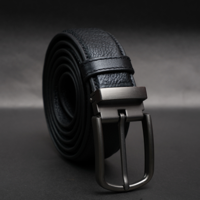 Zays Handcrafted Genuine Leather Belt for Men – Premium Quality, Adjustable, Stylish and Durable (ZMB151-Black) image