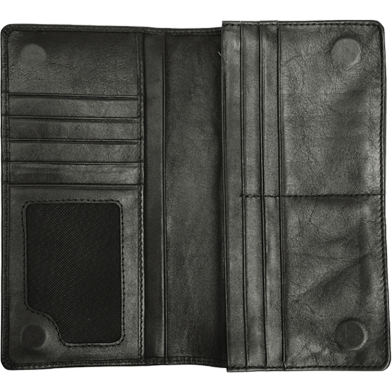 Zays Handcrafted Premium Eco-Friendly Leather Long Wallet for Max 2 Mobile (ZLW107-Black) image