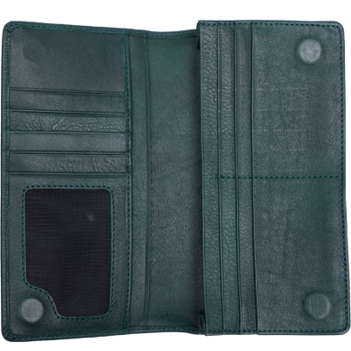 Zays Handcrafted Premium Eco-Friendly Leather Long Wallet for Max 2 Mobile (ZLW109-Bottle Green) image