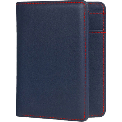 Zays Handcrafted Premium Leather Bifold Short Wallet (ZSW128-Navy) image