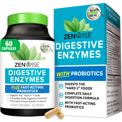 Zenwise Digestive Enzymes and Bromelain for Gut Health-60 Capsules image