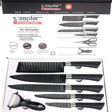 Zepter 6 Piece Knife Set Finished In Wrinkle Black image