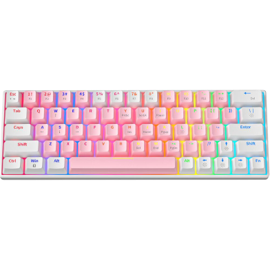 Zifriend 64 Keys 60 Percent Mechanical Keyboard Blue Switches Hot Swappable White Pink image