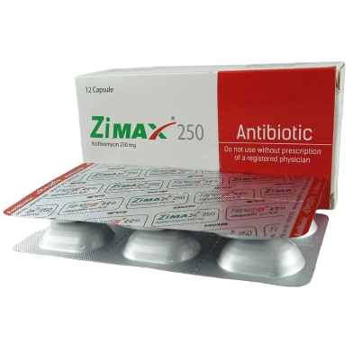 Zimax 250 mg Capsule 6's strip image