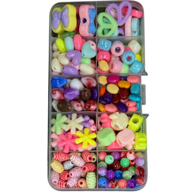 100gm Plastic Beads Combo Set 10 Designs For Jewelry Without Box image