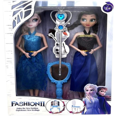11.5 inch solid movable joint doll with wand mirror 2pcs image