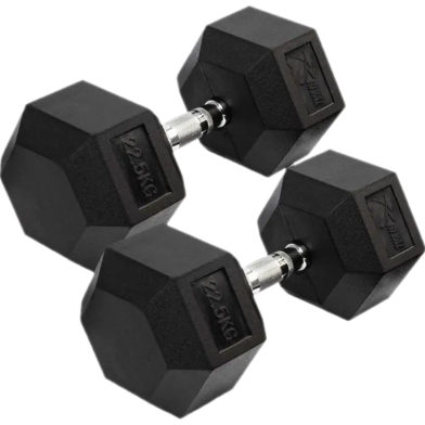  22.5 Kg Hex Dumbbell 1 Pair ( Total 45 Kg ) - Black image