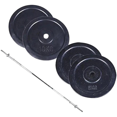  Adjustable Weight Lifting Set - 30 kg Black Plate with 3 Feet Bar image