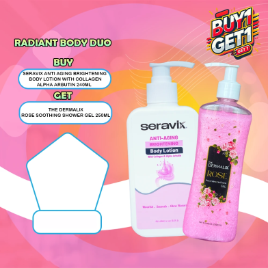 Seravix Anti Aging Brightening Body Lotion 240ml Buy 1 Get 1 The Dermalix Rose Soothing Shower Gel 250ml Free image