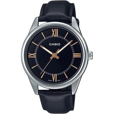  Casio Black Leather Strap Watch For Men image