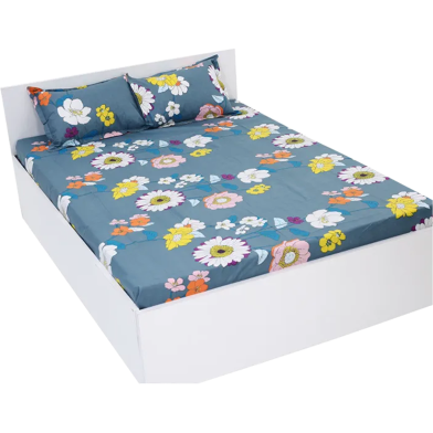  Double King Size Flat Bed Sheet Set (7.5 By 8.5 Feet) With Two Pillow Covers image