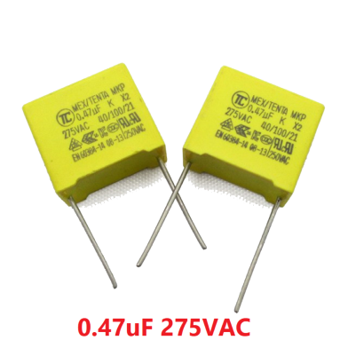  Electric Power Polypropylene Metal Film Box Capacitor Axial Film Molded 0.47uF 275VAC Capacitors Electronics Circuitry And Parts 3Pcs- YELLOW BOX TYPE 0.47uF 275VAC image