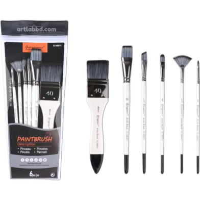  Giorgione G-A8011 Nylon Hair Paint Brushes 6 Pcs Set image