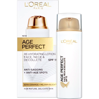  L'Oreal Age Perfect Re Hydrating Lotion Face Neck Spf 15 50ml image