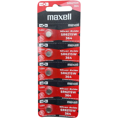  Maxell Japan 364 Sr621sw Sr621 28034 Lr621 Ag1 Watch Coin Battery (5 Pcs) image