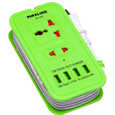  Maxline ML-604 4 USB Ports Travel Multi Charger And Extension Socket With 1.8 Metre Cable image
