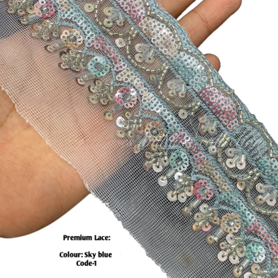  Premium Sequin And Beadwork Embroidered Lace Trim image