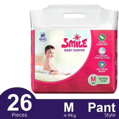  SMC Smile Belt System Baby Diaper (Size-M) (4-9kg) (26Pcs) image
