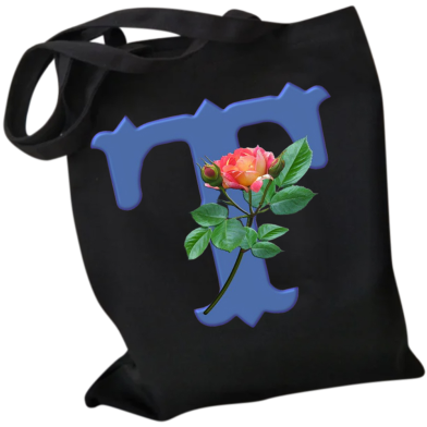  T-Letter Canvas Shoulder Tote Shopping Bag With Flower image