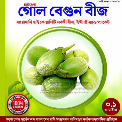 বারোমাসি গোল বেগুন বীজ ১ গ্রাম image