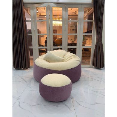 হাগব্যাগ জায়ান্ট রোল ফ্যাব্রিকস কম্বো বিন ব্যাগ অনিয়ন পিংক ক্রিম ৩ পিস image