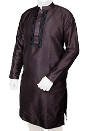 Black Slik-Cotton Short Panjabi (P135) image