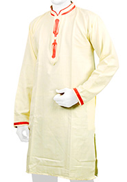 PaleGoldenRod Khadi Cotton Panjabi image