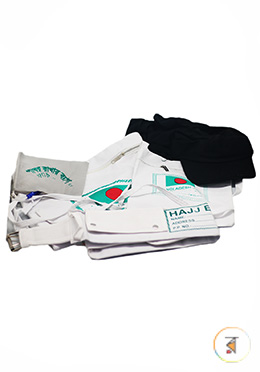 Libas Al Ihram Hajj Accessories for Women (Drawstring Bag, Shoe Bag, Ihram Belt, Stone Bag, Hijab Cap) image