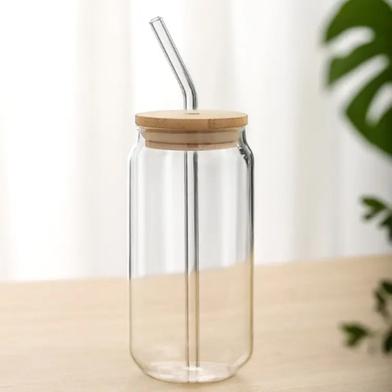 Kaqer 510ml Mason Jar With Lid And Straw Wide Mouth Mason Jar Drinking Glasses Tumbler Glass Sipper Tumbler Mug For Kids And Glass Cup With Lid And Silicon Straw Kids Juice image