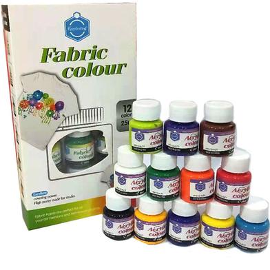 keep Smiling Fabric Color Paint 12 Colour box 25ml Jar for Artists image