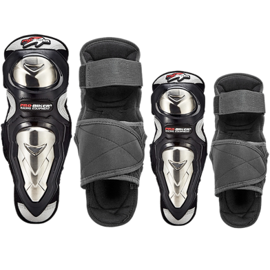Pro Biker V2 Stainless Steel Outdoor Racing Knee And Elbow Guard - 4 Pcs image