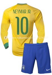 Brazil NEYMAR JR 10 Home Jersey : Special Full Sleeve with short pant