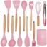 12 Pcs Silicone Cooking Utensils Set Non-Stick Spatula Shovel Wooden Handle Cooking Tools Set image