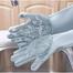 1 Pair of Silicone Gloves Kitchen Cleaning Dishwashing Gloves (Any Colour). image