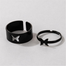 2 Pcs Butterfly Rings King and Queen Couple Ring Set-Black image
