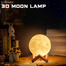 3D Print Moon Lamp Led Night Light Touch Switch Creative Moon Light Bedroom Decoration Gift Wooden Frame 12cm image