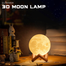 3D Print Moon Lamp Led Night Light Touch Switch Creative Moon Light For Bedroom Decoration And Gift With Wooden Frame 8cm image
