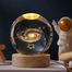 3D Saturn Crystal Ball 6cm With Wooden Frame Engraved Glass Globe Led Night Lamp Solar System Planets Night Light Home Decor Gift For All Ages image