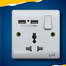 ZAK 3 Pin 2 USB socket with switch (Business series) image