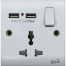 ZAK 3 Pin 2 USB socket with switch (Business series) image