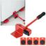 Furniture Mover Tool Transport Lifter Heavy Stuffs Moving 4 Wheeled Roller with 1 Wheel Bar Set Professional Device - 5 Pcs Set image