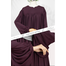 Abaya-Elham Cute Puff Sleeve Abaya Wine image