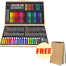 Art Painting Set Wooden Box 180 Pcs - Free Handmade Drawing Pad A4 Size 20 Pages image