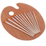 Artist`s Wood Palette With 12 Pcs Brushes Set image