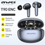 Awei T90 2 in 1 ENC Wireless Bluetooth Earbuds With Mic Noise Reduction Headphones image
