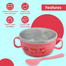 Baby Feeding Spoon And Bowl Set Stainless Steel 1 Bowl and PP 1 Spoon Pink image