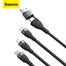 Baseus Cable CASS030001 Flash Series Ⅱ Two-for-three Fast Charging Data Cable USB to M L C 100W 1.2m Black image