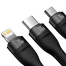 Baseus Flash 3 In 1 Cable 100W 1.5m Black image