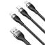 Baseus Flash Series Ⅱ One-for-three Fast Charging Data Cable USB to M L C 66W 1.2m(CASS040001)- Black image